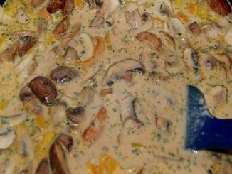 Puten Sahne Gulasch auf Bandnudeln