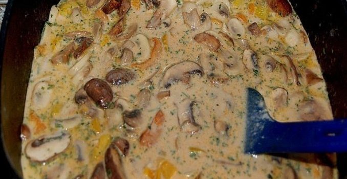 Puten Sahne Gulasch auf Bandnudeln Puten Sahne Gulasch auf Bandnudeln