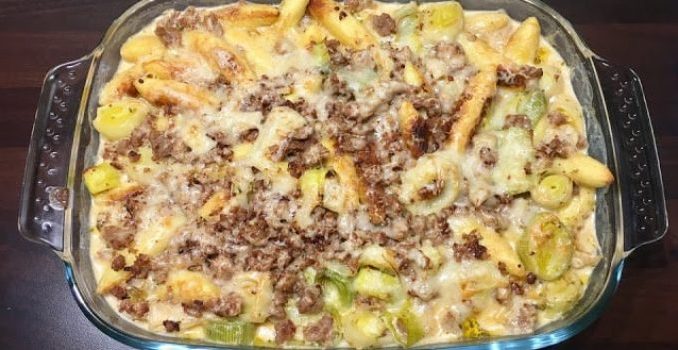 Schupfnudel-Auflauf-mit-Lauch-und-Hack