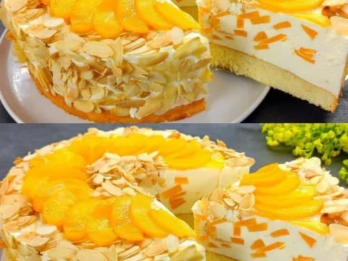 KUCHEN IN 15 MINUTEN. KUCHEN, DER AUF DER ZUNGE ZERSCHMILZT. LECKERER PFIRSICHKUCHEN.
